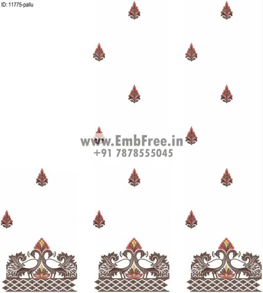 pallu skatt saree embroidery design